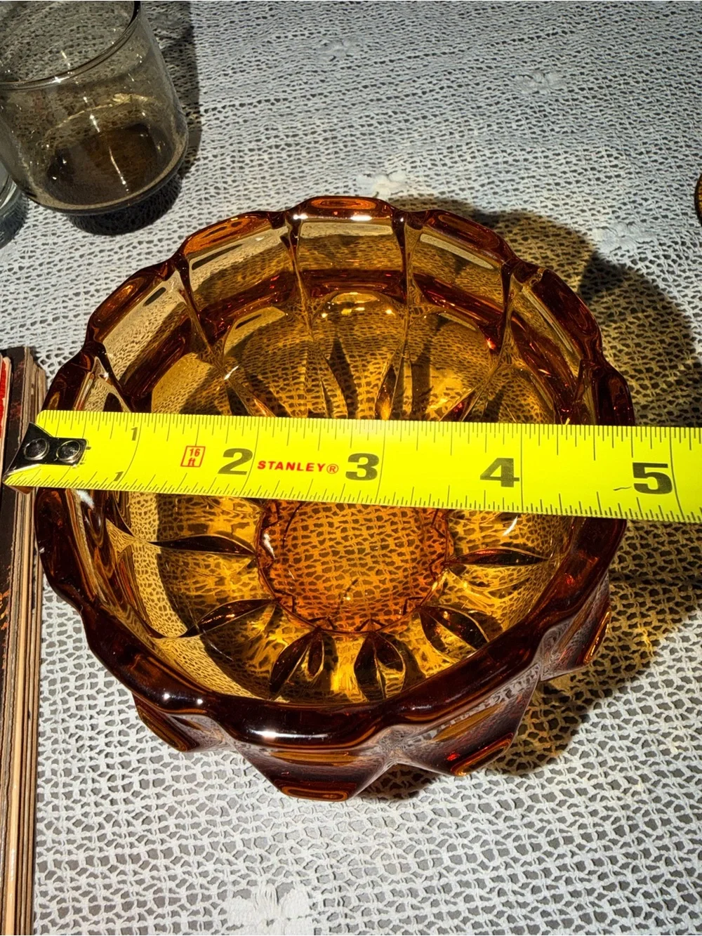 Indiana Glass Amber Faceted Glass Bowl